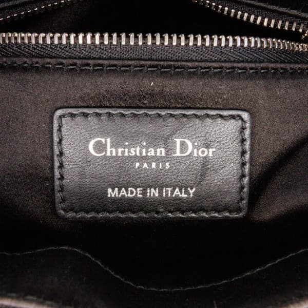 Pre-owned Dior Mini Satin Cannage Strass Crystal Embellished Lady Dior Black