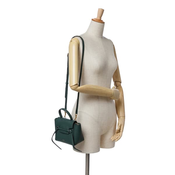Pre-owned Celine Pico Grained Calfskin Belt Bag Green