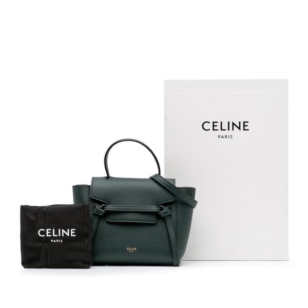 Pre-owned Celine Pico Grained Calfskin Belt Bag Green