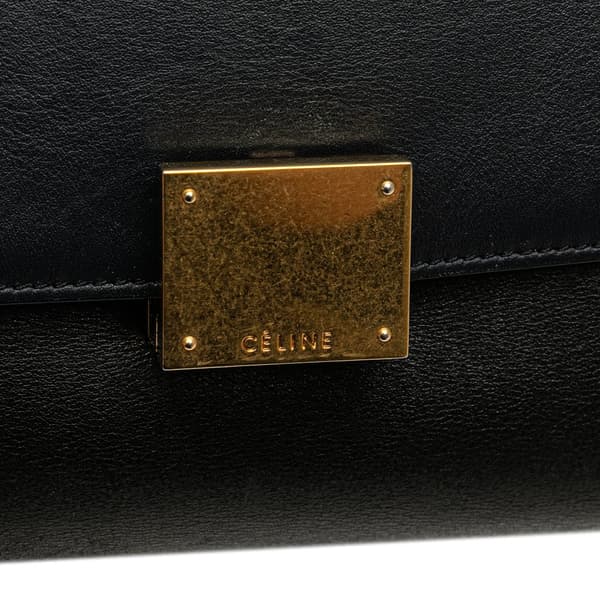 Pre-owned Celine Medium Tricolor Leather Trapeze Satchel Black