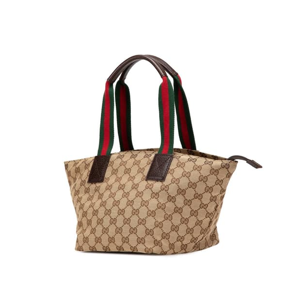 Pre-owned Gucci GG Canvas Web Handbag Brown