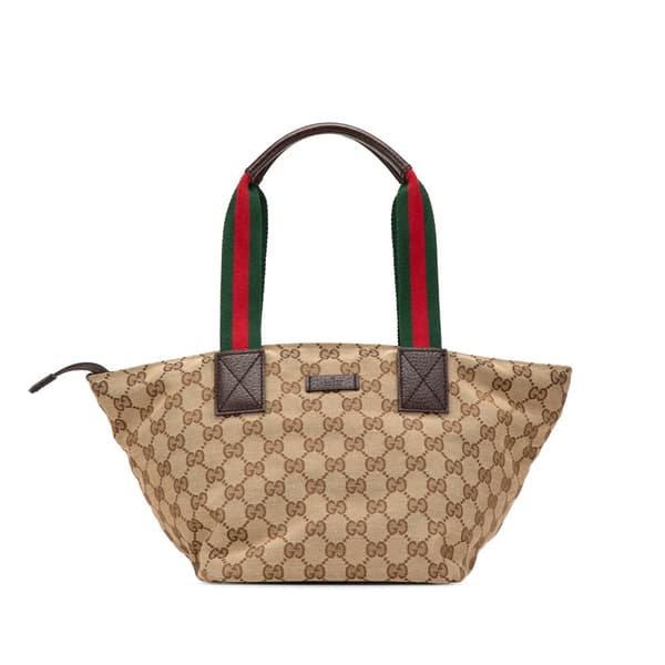 Pre-owned Gucci GG Canvas Web Handbag Brown
