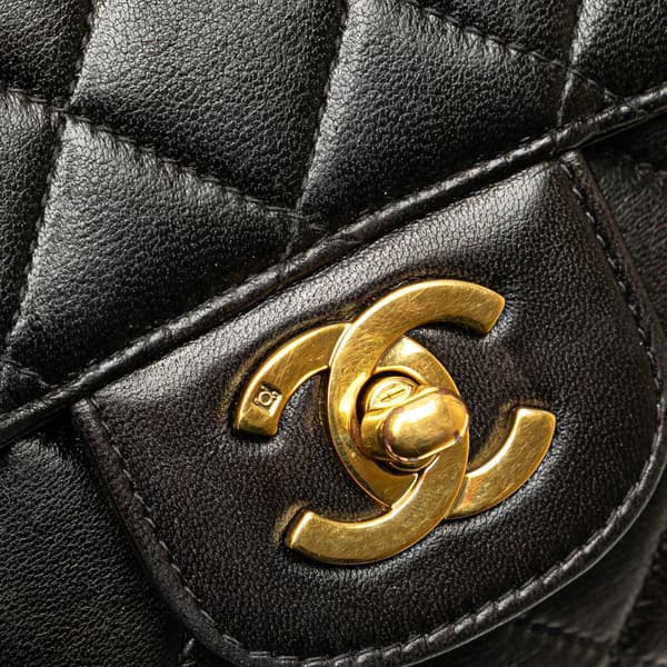 Pre-owned Chanel Lambskin Parent Child Kelly Set Top Handle Bag Black
