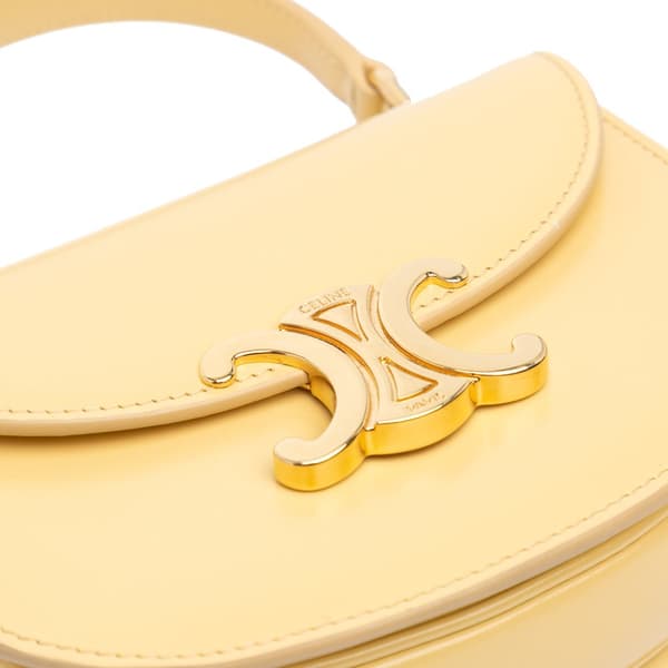 Pre-owned Celine Mini Triomphe Leather Besace Clea Satchel Yellow