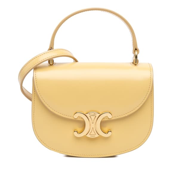 Pre-owned Celine Mini Triomphe Leather Besace Clea Satchel Yellow