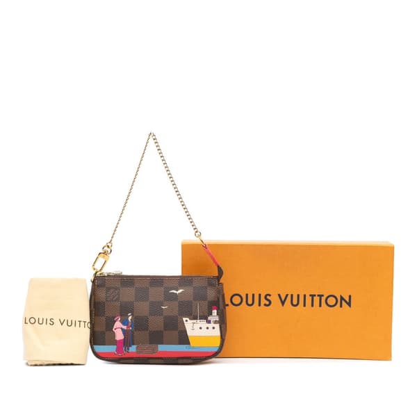 Pre-owned Louis Vuitton Damier Ebene Transatlantic Cruises Mini Pochette Accessoires Brown