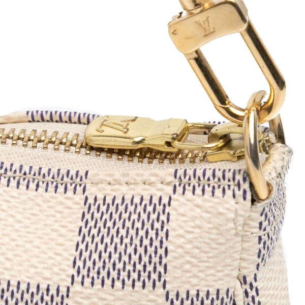 Pre-owned Louis Vuitton Damier Azur Mini Pochette Accessoires White