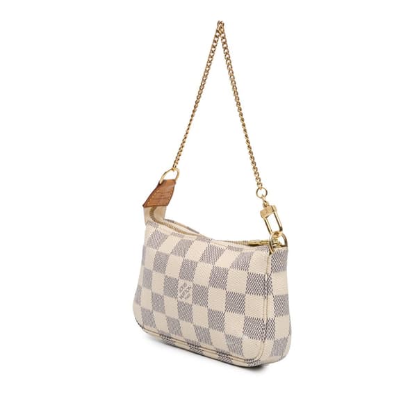 Pre-owned Louis Vuitton Damier Azur Mini Pochette Accessoires White