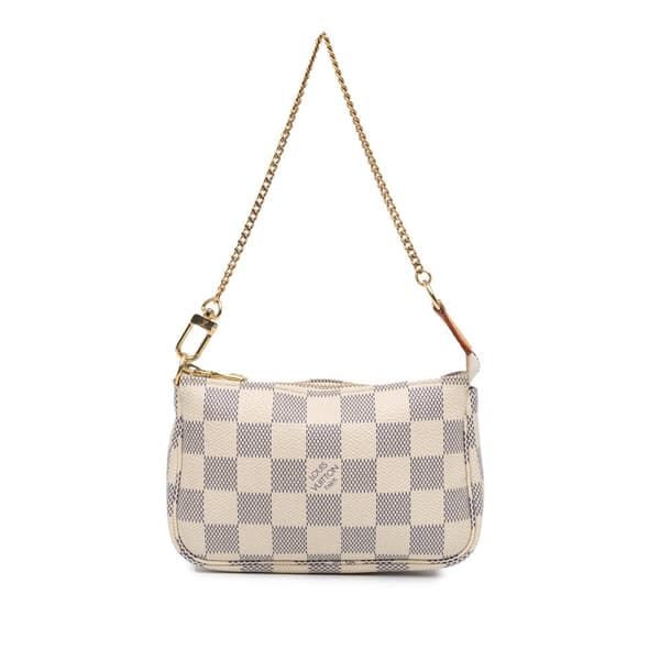 Pre-owned Louis Vuitton Damier Azur Mini Pochette Accessoires White