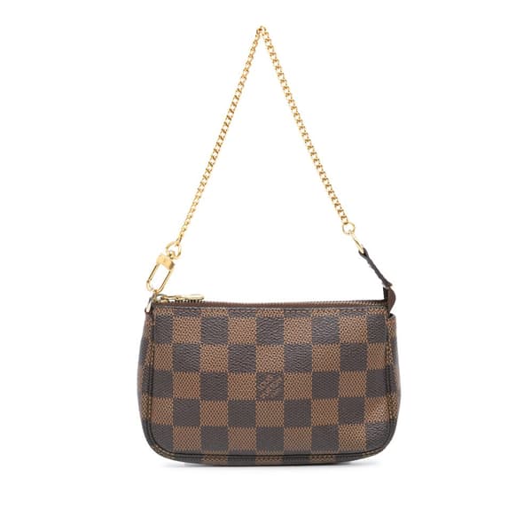 Pre-owned Louis Vuitton Damier Ebene Mini Pochette Accessoires Brown