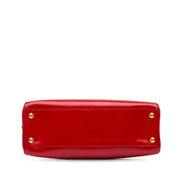Pre-owned Prada Saffiano Vernice Pyramid Frame Red