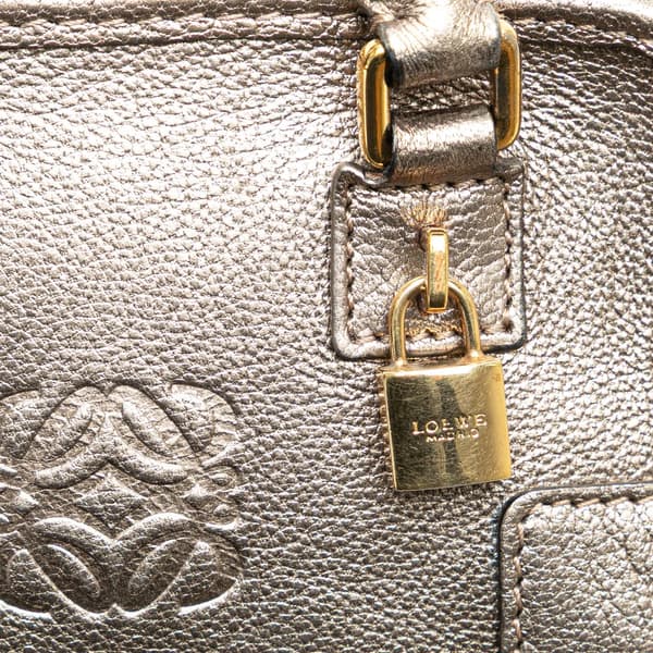 Pre-owned LOEWE Micro Metallic Leather Amazona Satchel Gold