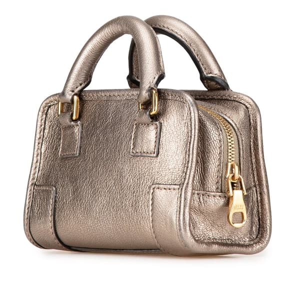 Pre-owned LOEWE Micro Metallic Leather Amazona Satchel Gold