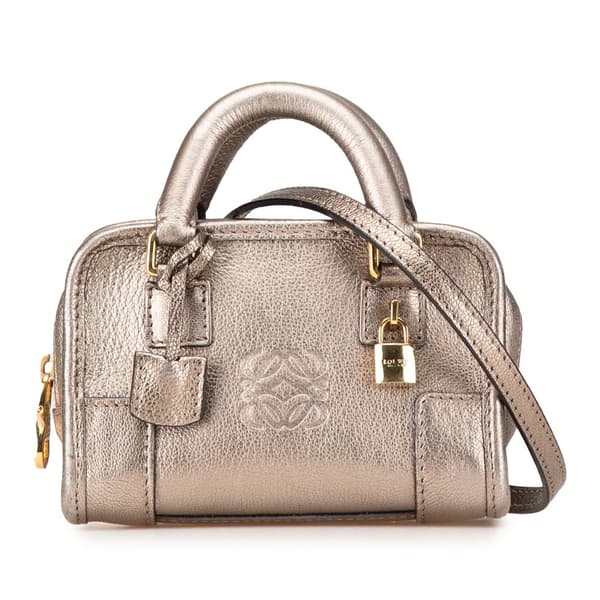 Pre-owned LOEWE Micro Metallic Leather Amazona Satchel Gold
