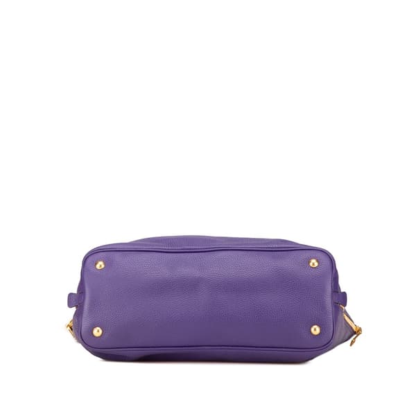 Pre-owned Prada Vitello Daino Side Zip Convertible Tote Purple