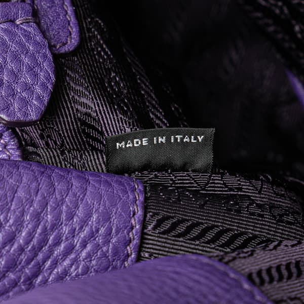 Pre-owned Prada Vitello Daino Side Zip Convertible Tote Purple