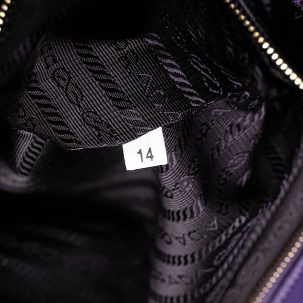 Pre-owned Prada Vitello Daino Side Zip Convertible Tote Purple