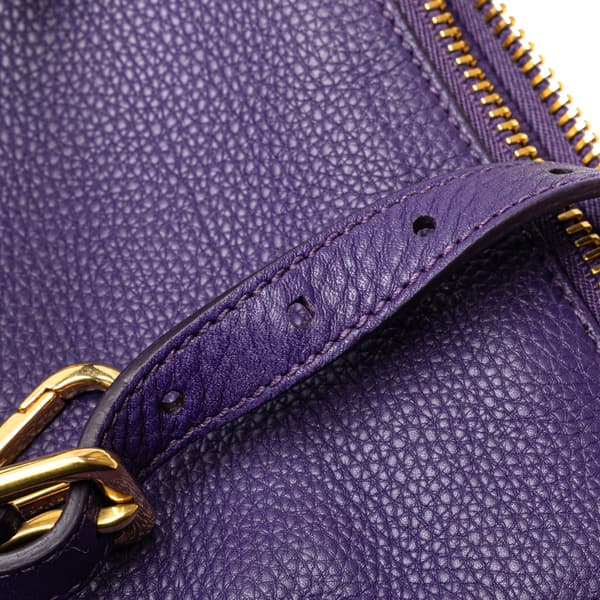 Pre-owned Prada Vitello Daino Side Zip Convertible Tote Purple