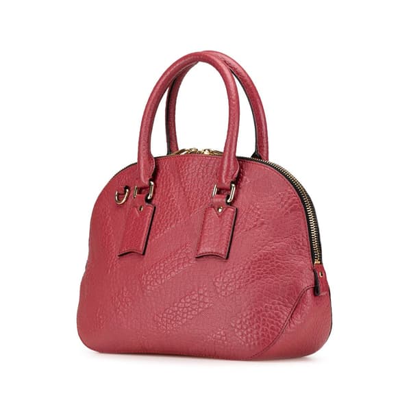 Pre-owned Burberry Orchard Embossed Leather Satchel Pink