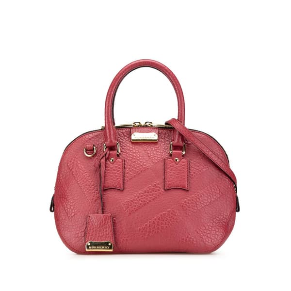 Pre-owned Burberry Orchard Embossed Leather Satchel Pink