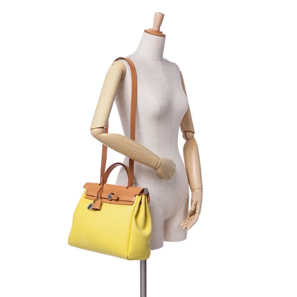 Pre-owned Hermès Toile Herbag Zip 31 Yellow