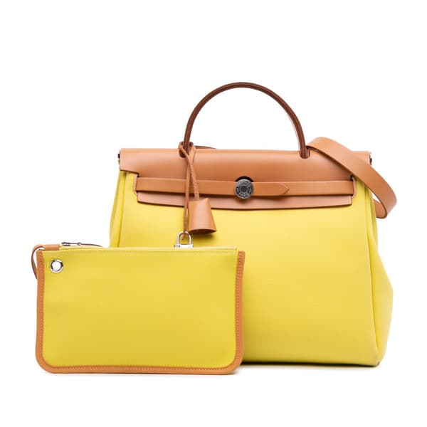 Pre-owned Hermès Toile Herbag Zip 31 Yellow