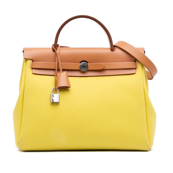Pre-owned Hermès Toile Herbag Zip 31 Yellow
