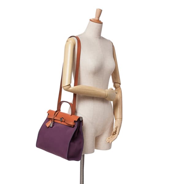 Pre-owned Hermès Toile Herbag Zip 31 Purple