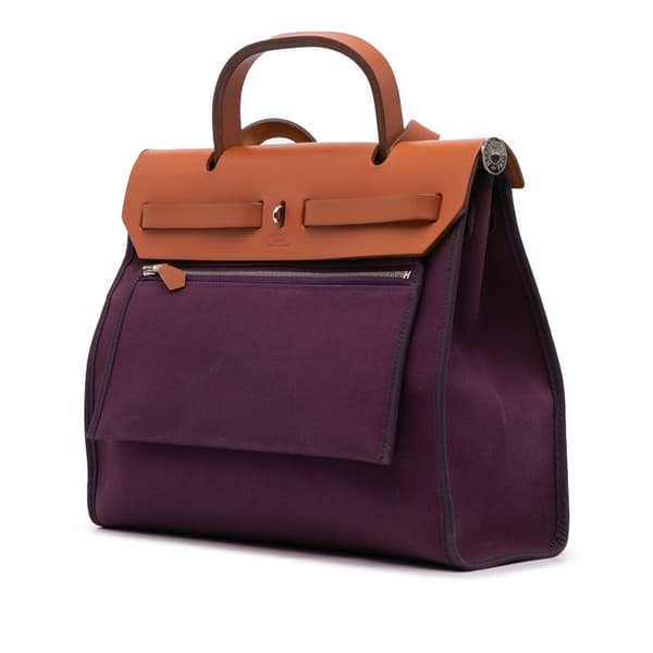 Pre-owned Hermès Toile Herbag Zip 31 Purple