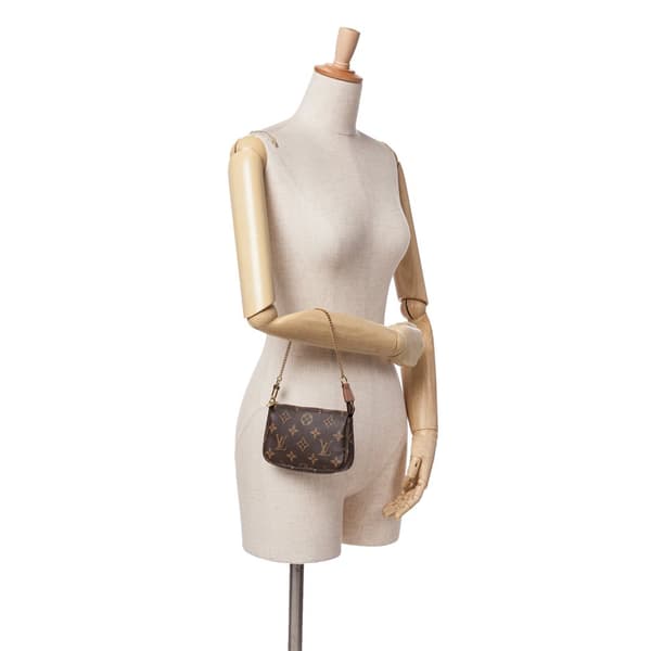 Pre-owned Louis Vuitton Monogram Mini Pochette Accessoires Brown