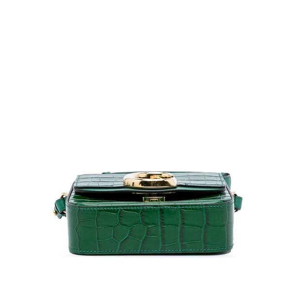 Pre-owned Chloé Mini Crocodile Embossed Calfskin C Satchel Green