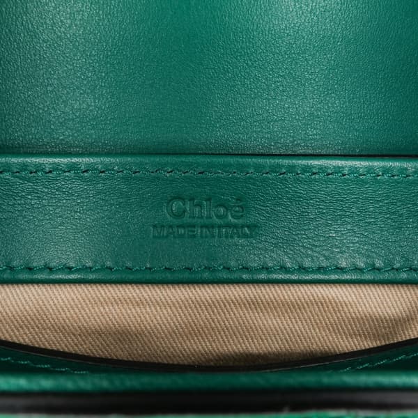 Pre-owned Chloé Mini Crocodile Embossed Calfskin C Satchel Green