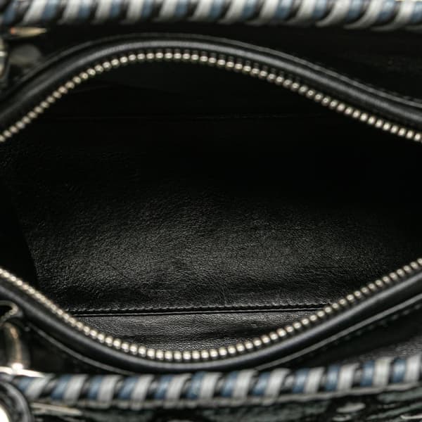 Pre-owned Dior Medium Tweed and Velvet Cannage Whipstitch Lady Dior Black