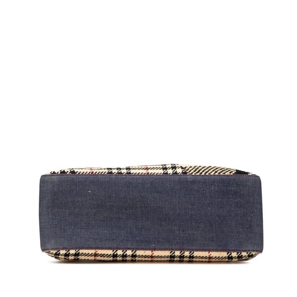 Pre-owned Burberry House Check Wool and Denim Pocket Handbag Brown