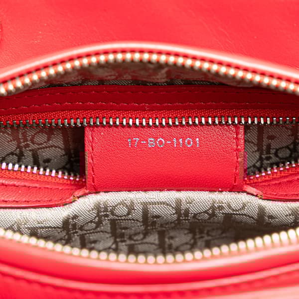 Pre-owned Dior Medium Lambskin Cannage Lady Dior Red