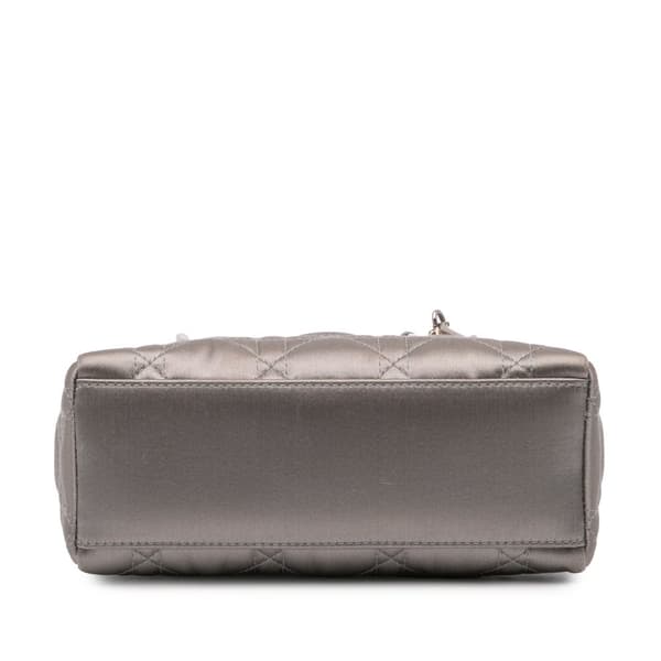 Pre-owned Dior Mini Satin Cannage Lady Dior Gray