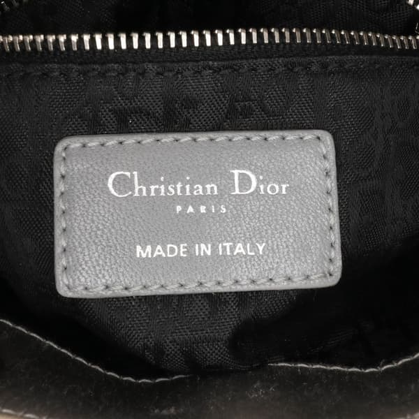 Pre-owned Dior Mini Satin Cannage Lady Dior Gray