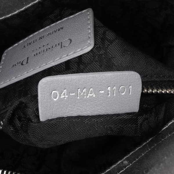 Pre-owned Dior Mini Satin Cannage Lady Dior Gray