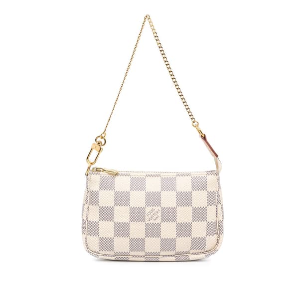 Pre-owned Louis Vuitton Damier Azur Mini Pochette Accessoires White