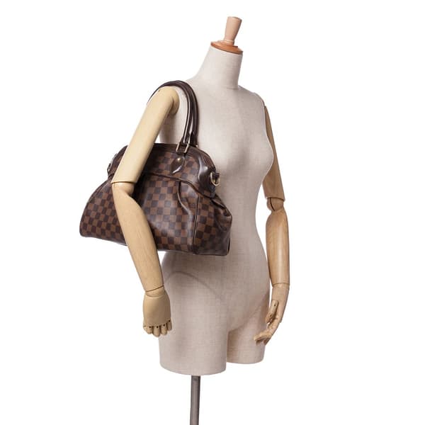 Pre-owned Louis Vuitton Damier Ebene Trevi PM Brown