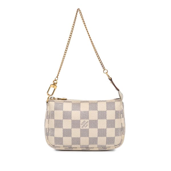 Pre-owned Louis Vuitton Damier Azur Mini Pochette Accessoires White