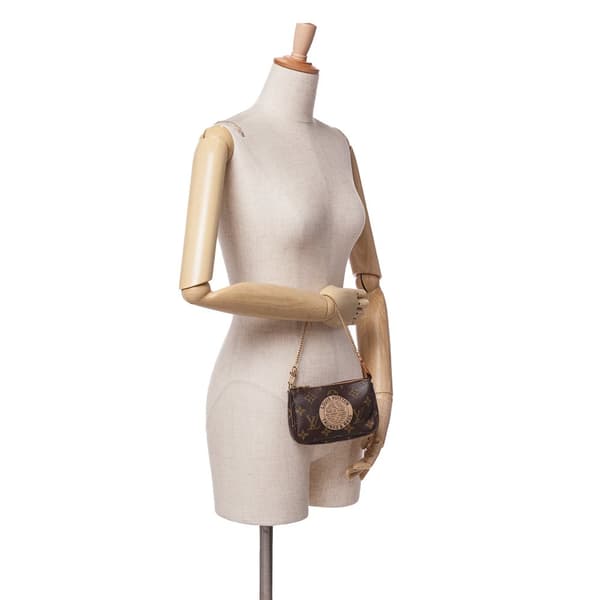 Pre-owned Louis Vuitton Monogram Trunks and Bags Mini Pochette Accessoires Brown