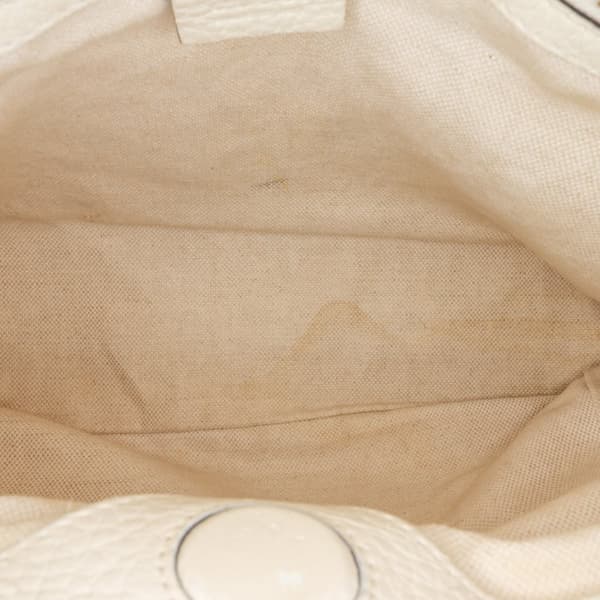 Pre-owned Gucci Small Calfskin Bamboo Shopper Satchel White