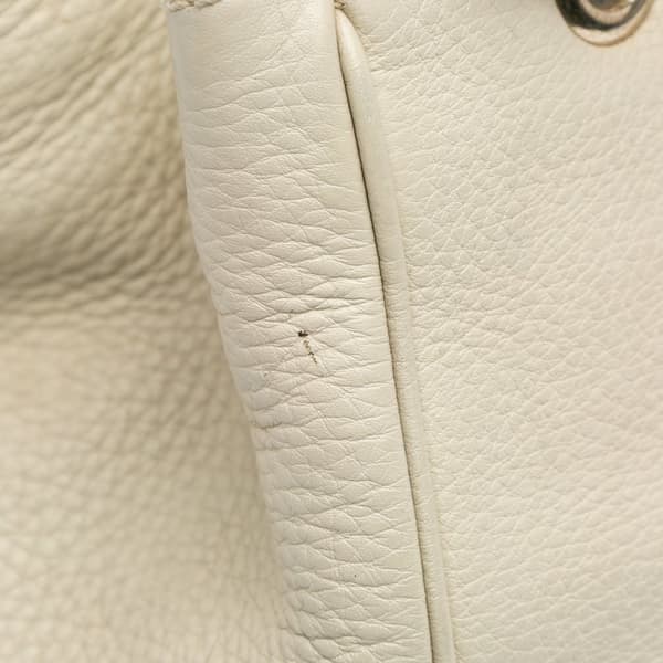 Pre-owned Gucci Small Calfskin Bamboo Shopper Satchel White