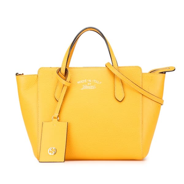 Pre-owned Gucci Mini Leather Swing Satchel Yellow