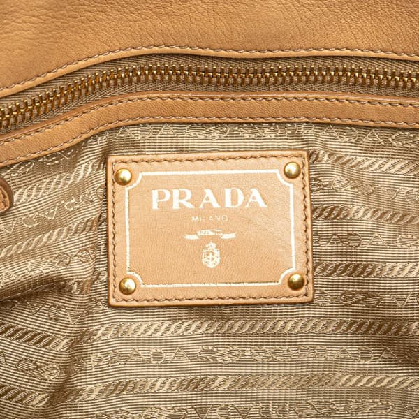 Pre-owned Prada Nappa Gaufre Satchel  Brown