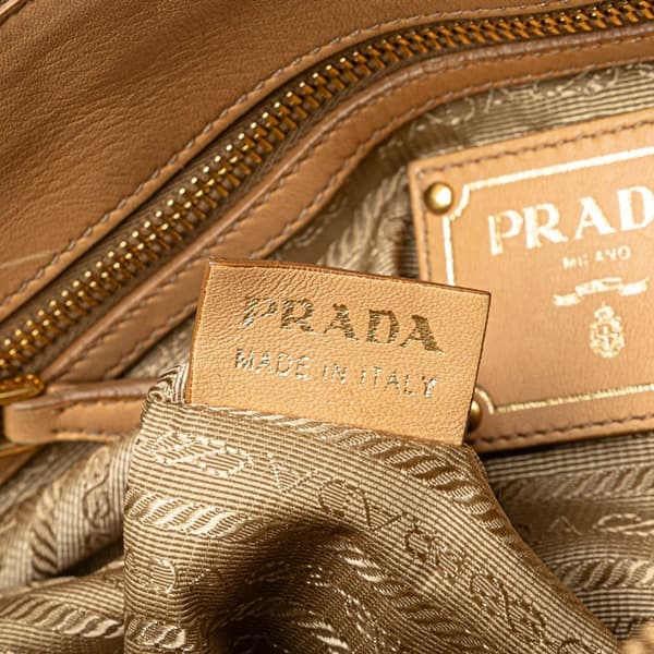 Pre-owned Prada Nappa Gaufre Satchel  Brown
