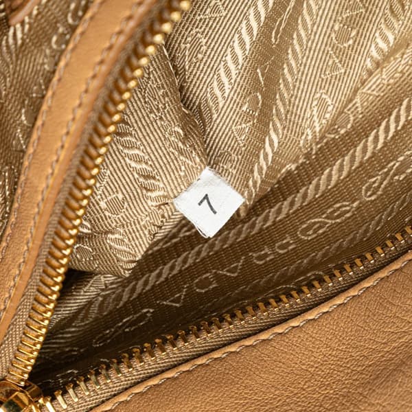 Pre-owned Prada Nappa Gaufre Satchel  Brown