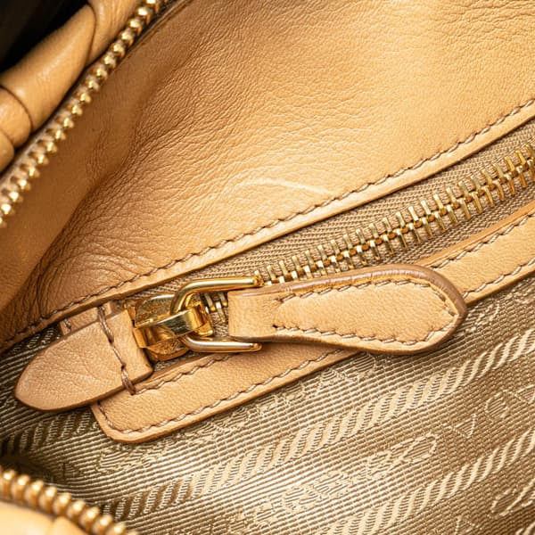 Pre-owned Prada Nappa Gaufre Satchel  Brown