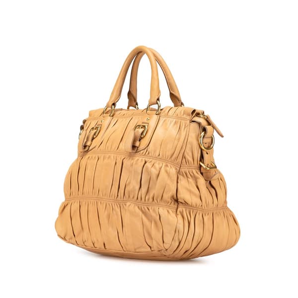 Pre-owned Prada Nappa Gaufre Satchel  Brown